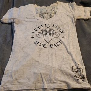Affliction White Sheer Shirt Size Large